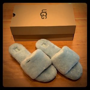 UGG Cozette baby blue sheepskin slides slippers
